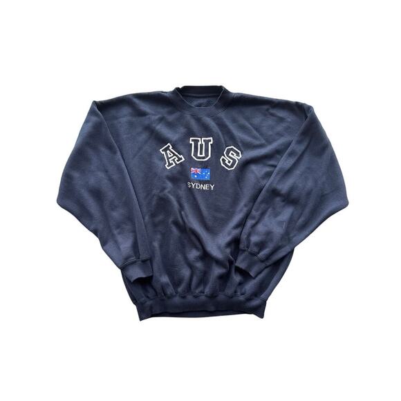 unknown Other - Men’s Pullover Australian Crewneck Sweatshirt – Embroidered – Black – Size L/XL